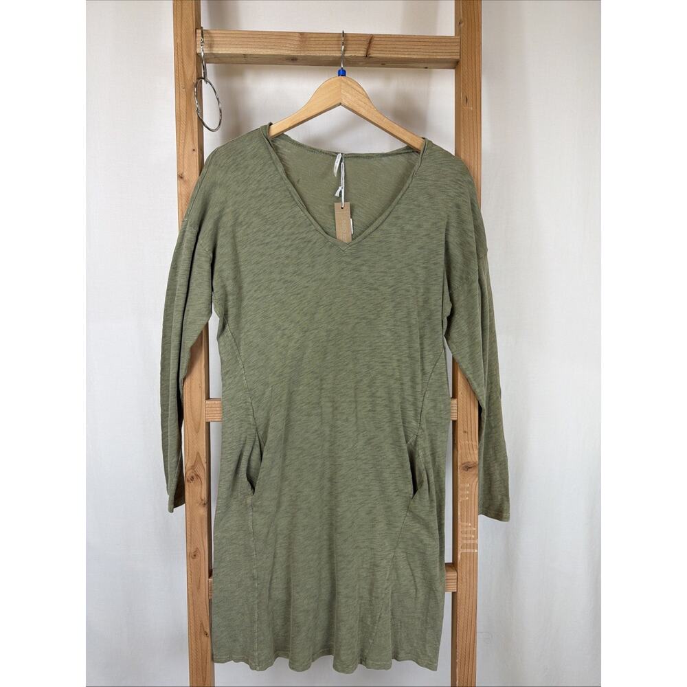 NWT Hello Nite Green V Neck Long Sleeve Dress w/ Pockets #1233 Size MED